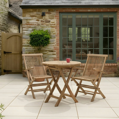 Charles Bentley Garden Bistro Table Folding Round Patio Teak Wood Furniture 70cm