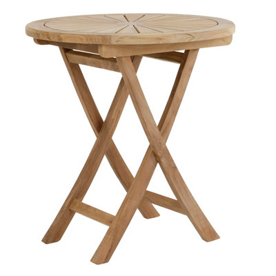 Charles Bentley Garden Bistro Table Folding Round Patio Teak Wood Furniture 70cm