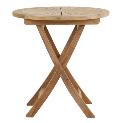 Charles Bentley Garden Bistro Table Folding Round Patio Teak Wood Furniture 70cm