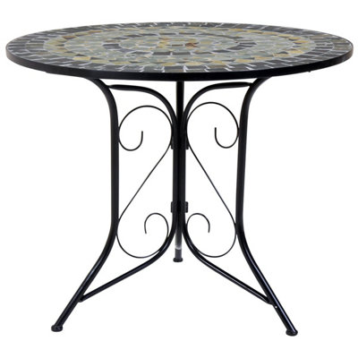 Charles Bentley Garden Blue Mosaic 5 Piece Dining Set With Folding Chairs Patio
