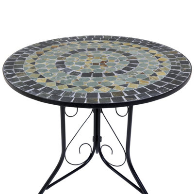 Charles Bentley Garden Blue Mosaic 5 Piece Dining Set With Folding Chairs Patio