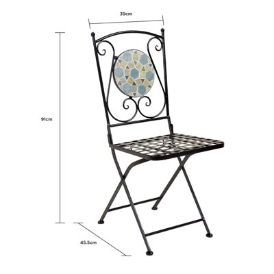 Charles Bentley Garden Blue Mosaic 5 Piece Dining Set With Folding Chairs Patio