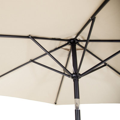 Charles Bentley Garden Metal Patio Garden Umbrella Parasol Crank & Tilt - Cream - 8