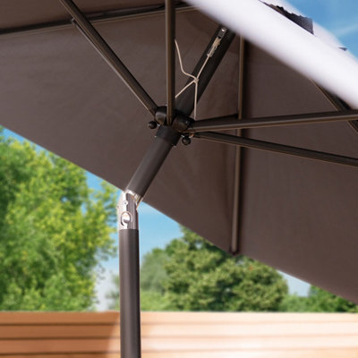 Charles Bentley Garden Metal Patio Garden Umbrella Parasol Crank & Tilt - Grey - 3