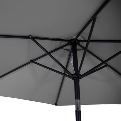 Charles Bentley Garden Metal Patio Garden Umbrella Parasol Crank & Tilt - Grey - 6