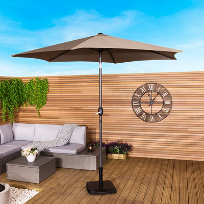 Charles Bentley Garden Metal Patio Garden Umbrella Parasol Crank & Tilt - Taupe
