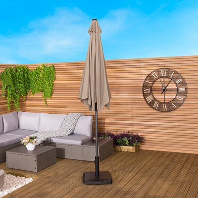 Charles Bentley Garden Metal Patio Garden Umbrella Parasol Crank & Tilt - Taupe
