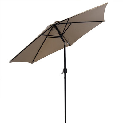 Charles Bentley Garden Metal Patio Garden Umbrella Parasol Crank & Tilt - Taupe - 3