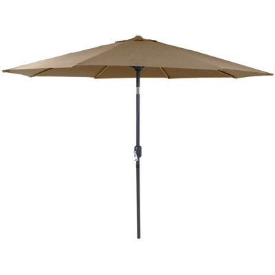 Charles Bentley Garden Metal Patio Garden Umbrella Parasol Crank & Tilt - Taupe - 4