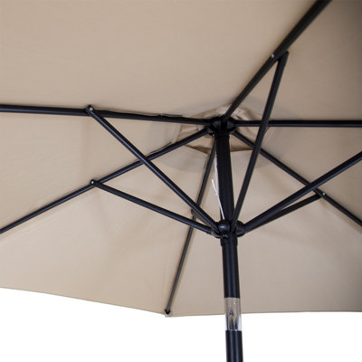 Charles Bentley Garden Metal Patio Garden Umbrella Parasol Crank & Tilt - Taupe - 5
