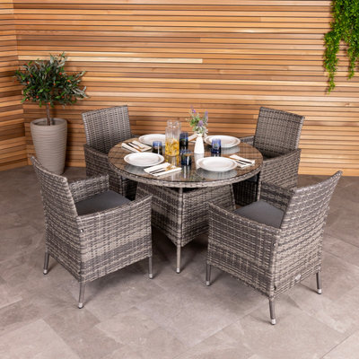 Charles Bentley Garden Outdoor 4 Piece Rattan Dining Set Grey