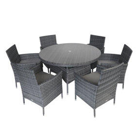 Charles Bentley Garden Outdoor 6 Piece Rattan Dining Set Grey