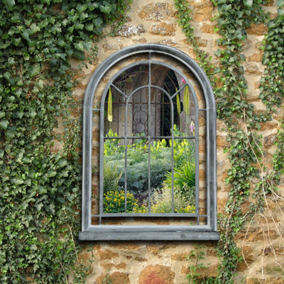 Charles Bentley Garden Premium Grey Arched Glass Mirror Suitable For Indoor Use