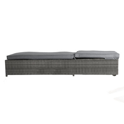 Charles Bentley Garden Waterproof Reclining Rattan Sun Lounger Grey - 3