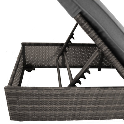 Charles Bentley Garden Waterproof Reclining Rattan Sun Lounger Grey - 5