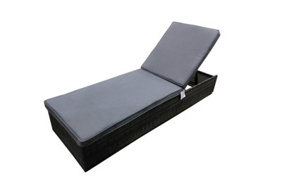 Charles Bentley Garden Waterproof Reclining Rattan Sun Lounger Grey - 7