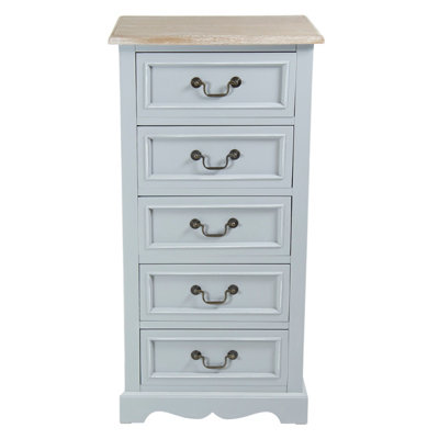 Charles Bentley Grey Loxley Vintage Solid Wood Chest Of Drawers 5 Drawer Tallboy
