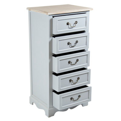 Charles Bentley Grey Loxley Vintage Solid Wood Chest Of Drawers 5 Drawer Tallboy - 3