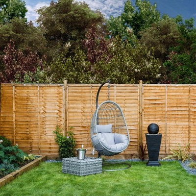 Charles Bentley Hanging Egg Shaped Rattan Swing Chair With Cushion - Grey - 5