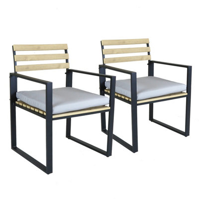 Charles Bentley Industrial Faux wood and Extrusion Aluminium Pair of Chairs