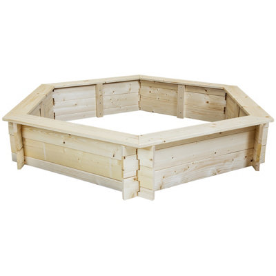 Charles Bentley Kids Children Outdoor Hexagonal FSC Wood Sand Pit Box Play