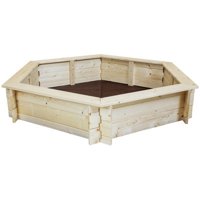 Charles Bentley Kids Children Outdoor Hexagonal FSC Wood Sand Pit Box Play - 5