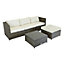 Charles Bentley L-Shaped 3 Seater Outdoor Rattan Furniture Lounge Set - Natural