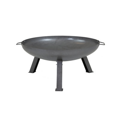 Charles Bentley Large 80cm Round Oil Finished Fire Pit Steel Outdoor Heating - 3