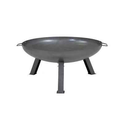 Charles Bentley Large 80cm Round Oil Finished Fire Pit Steel Outdoor Heating