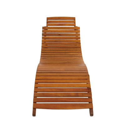 Charles Bentley Large Patio Folding Curved Reclining FSC Wood Sun Lounger - 3