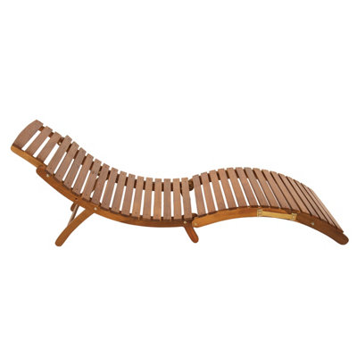 Charles Bentley Large Patio Folding Curved Reclining FSC Wood Sun Lounger - 4