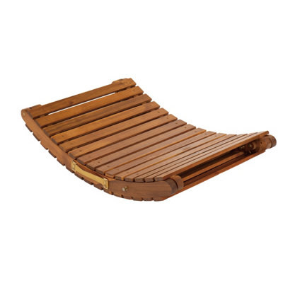 Charles Bentley Large Patio Folding Curved Reclining FSC Wood Sun Lounger - 5