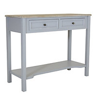Charles Bentley Loxley 2 Drawer Wooden Storage Console Hallway Table Grey