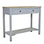 Charles Bentley Loxley 2 Drawer Wooden Storage Console Hallway Table Grey
