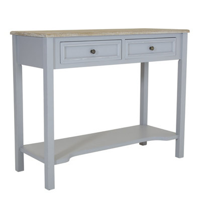 Charles Bentley Loxley 2 Drawer Wooden Storage Console Hallway Table Grey