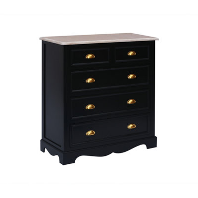 Charles Bentley Loxley Chest of 5 Drawers Black Bedroom Storage | DIY ...