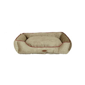 Charles Bentley Medium Pet Bed Taupe with Pink Trim