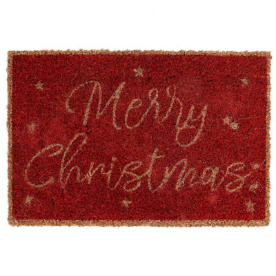 Charles Bentley Merry Christmas Coir Door Mat 24" Christmas Red 39x60cm