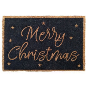 Charles Bentley Merry Christmas Coir Door Mat 35" Christmas Black 60x89cm