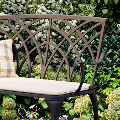 Charles Bentley Metal Cast Aluminium 2 Seater Garden Patio Bench Seat