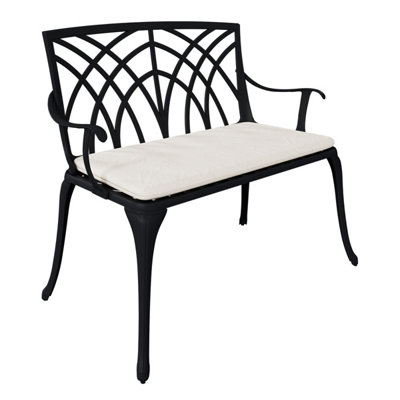 Charles Bentley Metal Cast Aluminium 2 Seater Garden Patio Bench Seat - 3