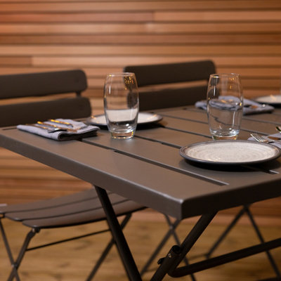 Charles Bentley Metal Powder Coated Rectangular 4 Seater Dining Set - Dark Grey