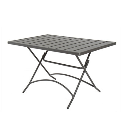 Charles Bentley Metal Powder Coated Rectangular 4 Seater Dining Set - Dark Grey