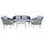 Charles Bentley Mixed Material Wicker Madrid Lounge Set Sofa Chairs Coffee Table