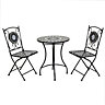 Charles Bentley Mosaic Bistro Set for Two Garden & Outdoor Dining  - Black