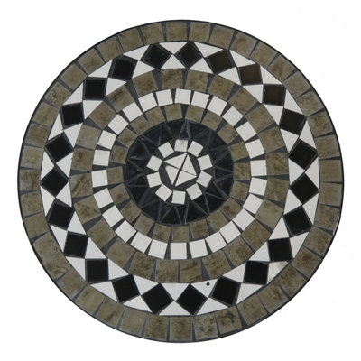 Charles Bentley Mosaic Bistro Set for Two Garden & Outdoor Dining  - Black