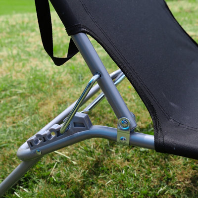 Charles Bentley Odyssey Folding Sun Lounger Black - 7