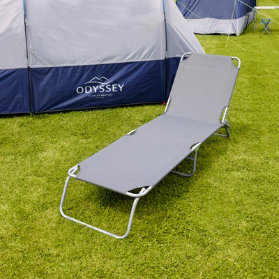 Charles Bentley Odyssey Folding Sun Lounger Grey - 3