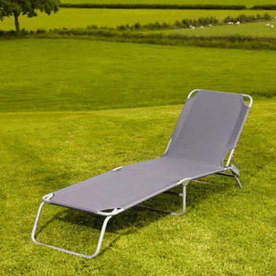 Charles Bentley Odyssey Folding Sun Lounger Grey - 5