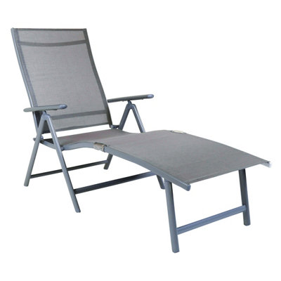 Charles Bentley Odyssey Folding Textilene Sun Lounger 7 Position Space Saving